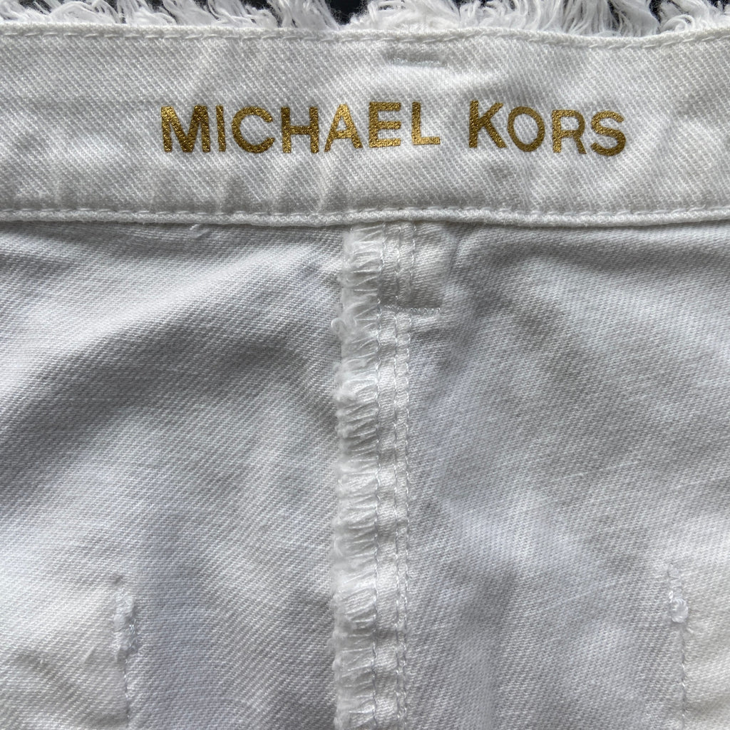 Michael Kors White Raw Hem Cropped Wide Leg Jeans - Women's Size 8