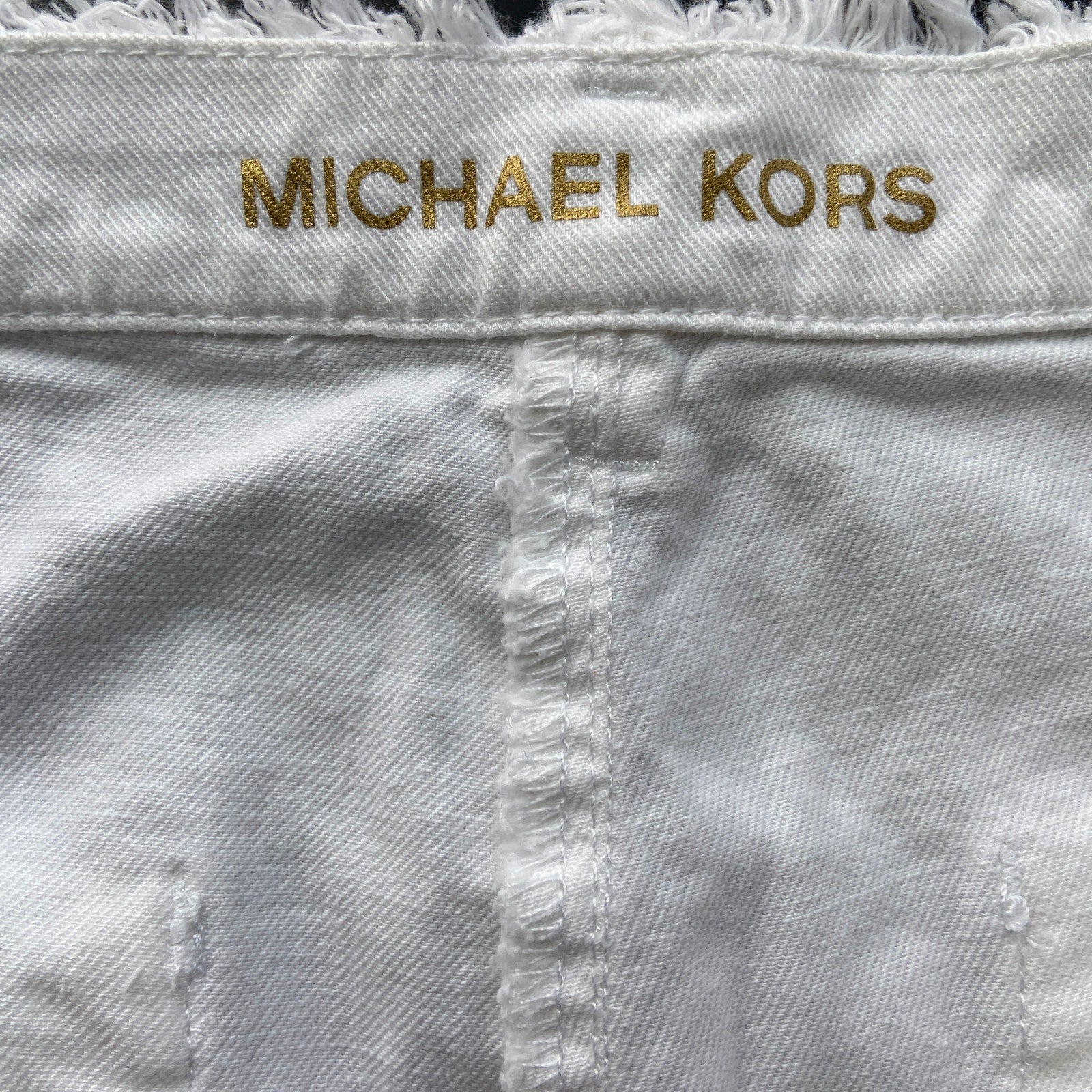 Michael Kors White Raw Hem Cropped Wide Leg Jeans - Women's Size 8