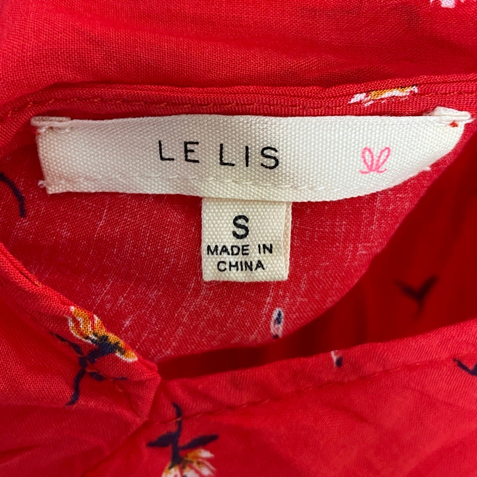 Le Lis Red Floral Crop Smocked Top - Women's Size Small