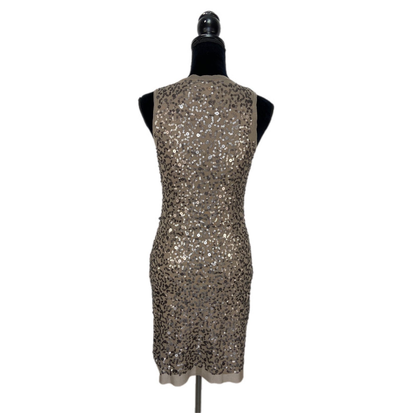 Y2K Style Max Studio Sequin Taupe Bodycon Dress - Women's Size S