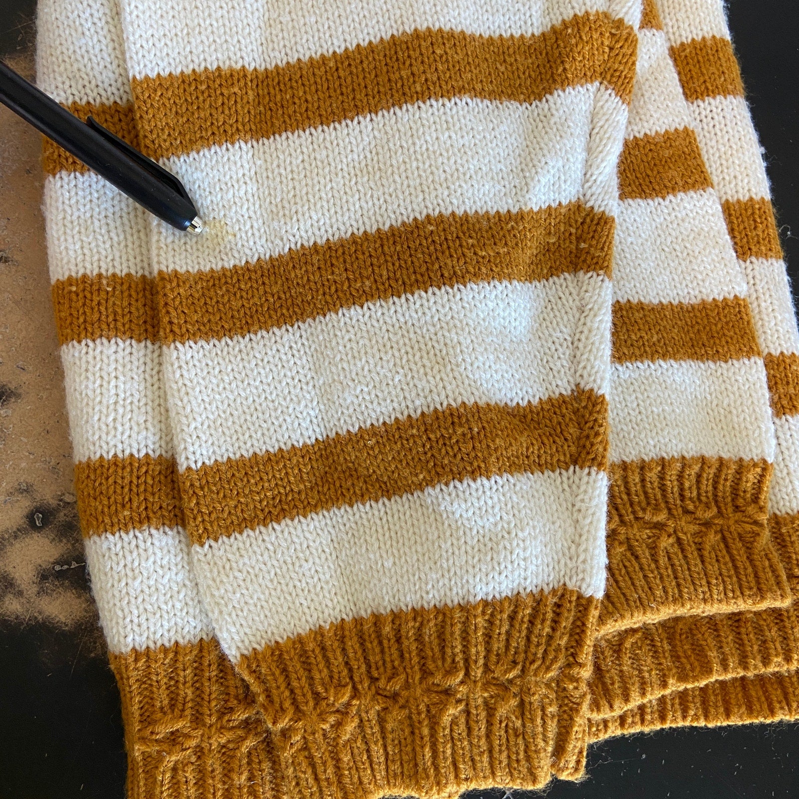 Vintage Striped Chest Pocket Crew Neck Sweater - Women's Size L