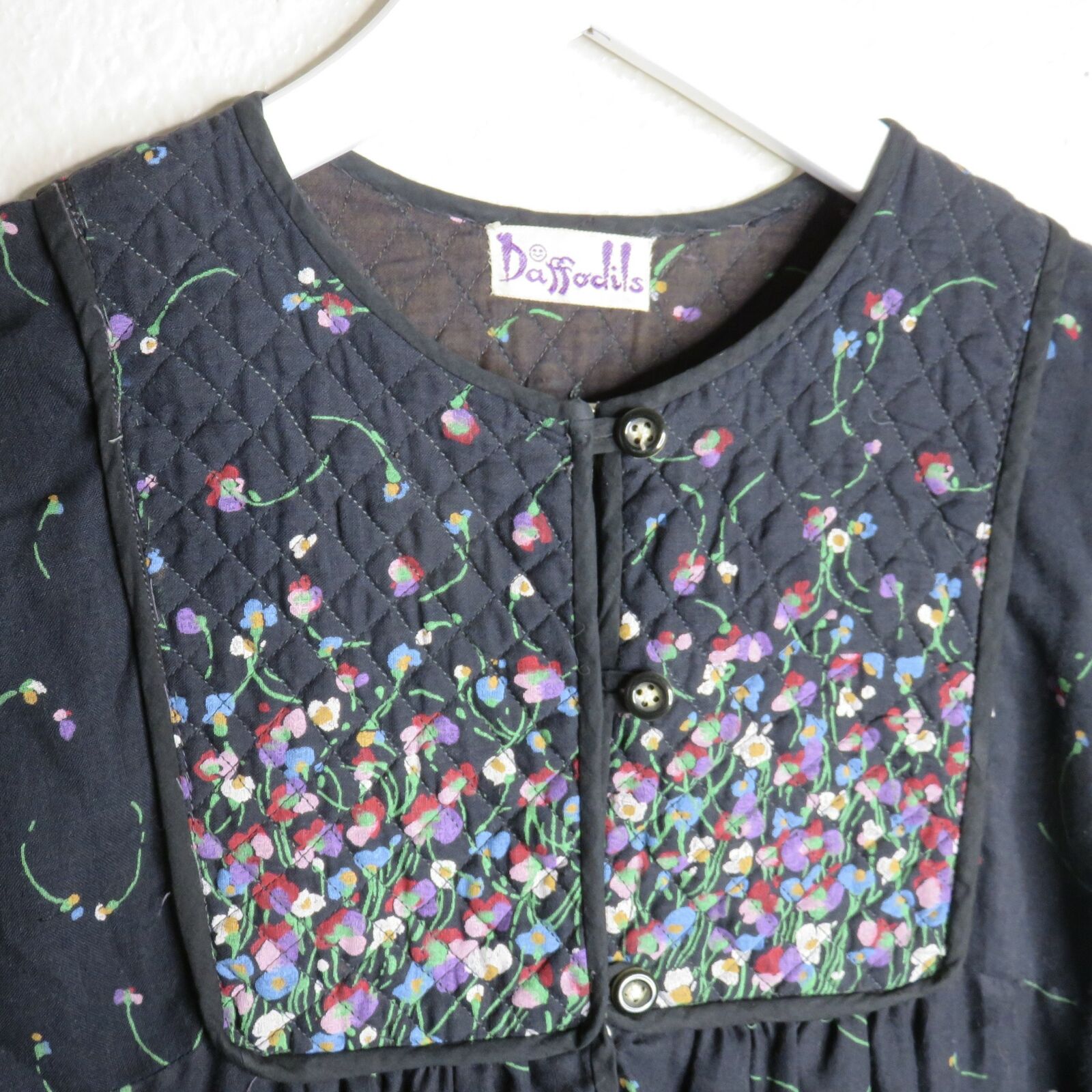 Vintage Daffodils Floral Long Hippie Cottagecore Dress - Women's Small