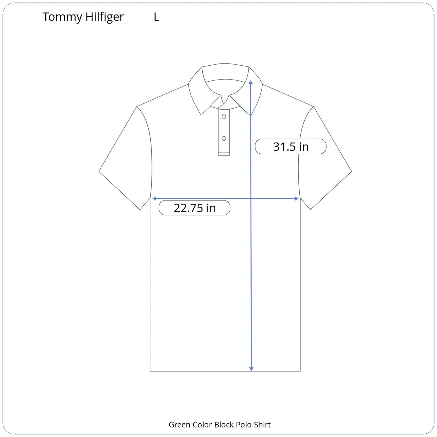 Tommy Hilfiger Green + Blue Color Block Polo Shirt - Men's L