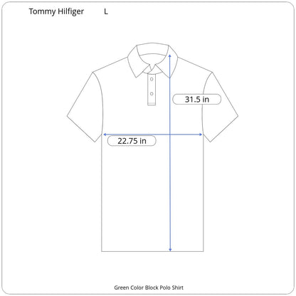 Tommy Hilfiger Green + Blue Color Block Polo Shirt - Men's L