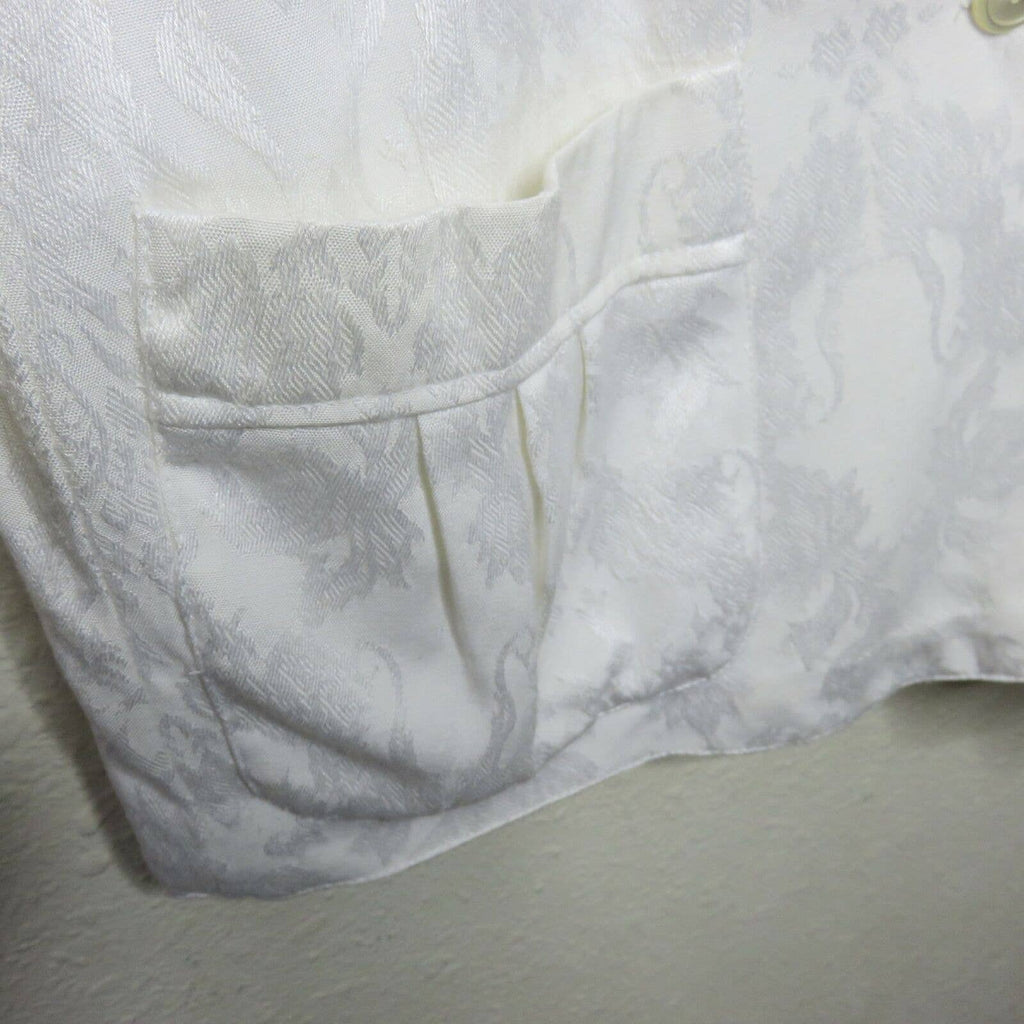 Vintage East West White Jacquard Blazer w/ Shoulder Pads - Women's L