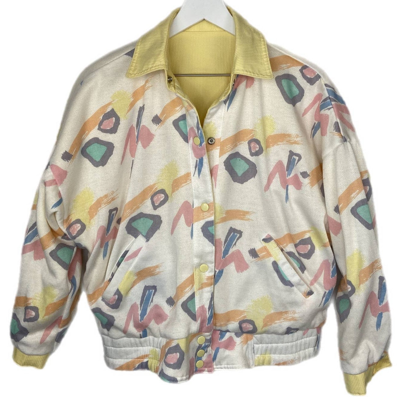 Vintage Reversible Yellow 90's Patterned Jacket - Women's Size S