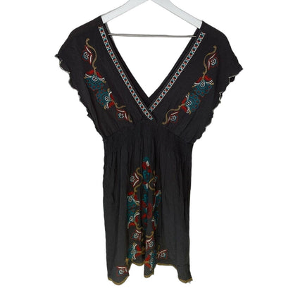 Flying Tomato Boho Embroidered Tunic Top Tassels - Women's Size Large