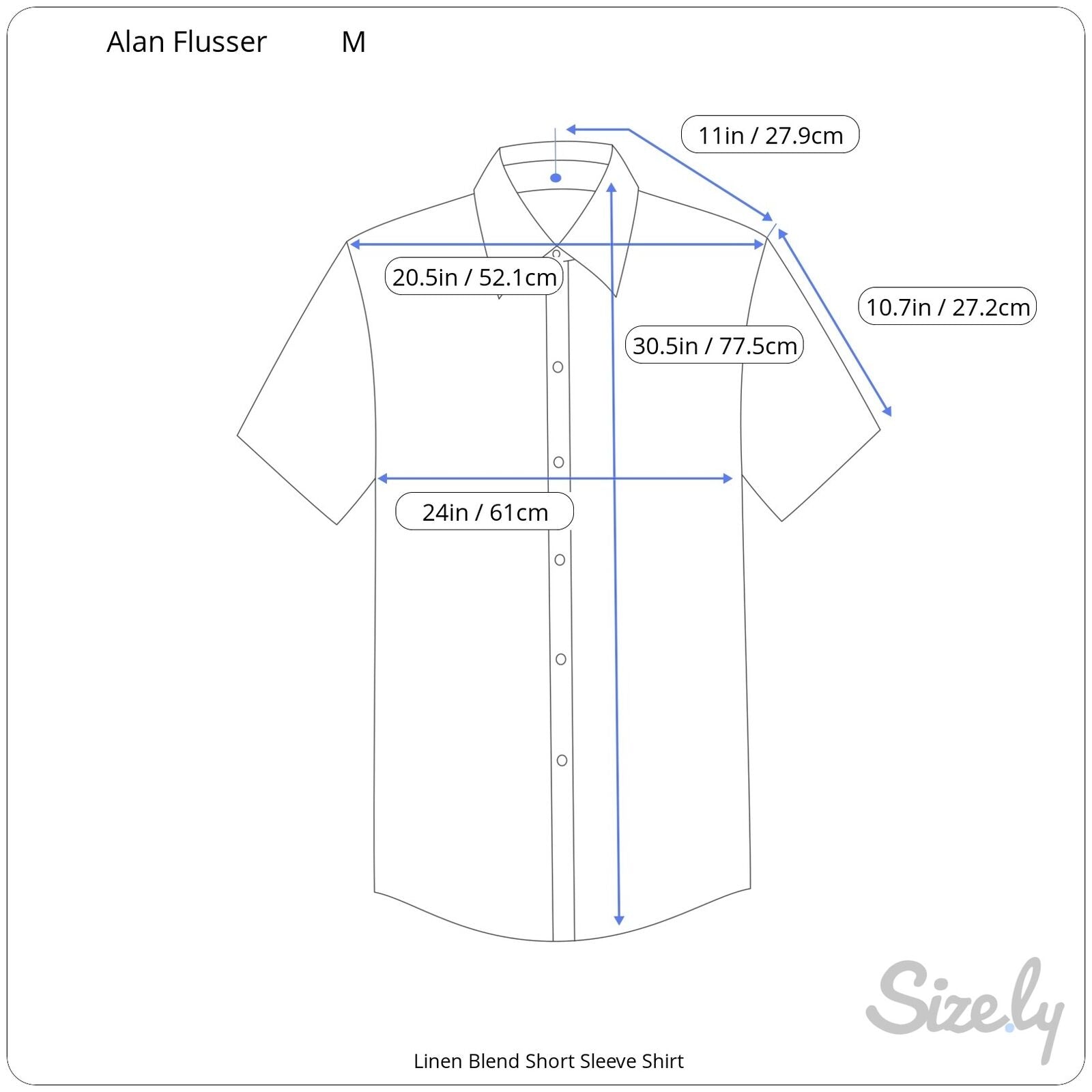 Alan Flusser Blue Plaid Linen Blend Short Sleeve Shirt - Men's M