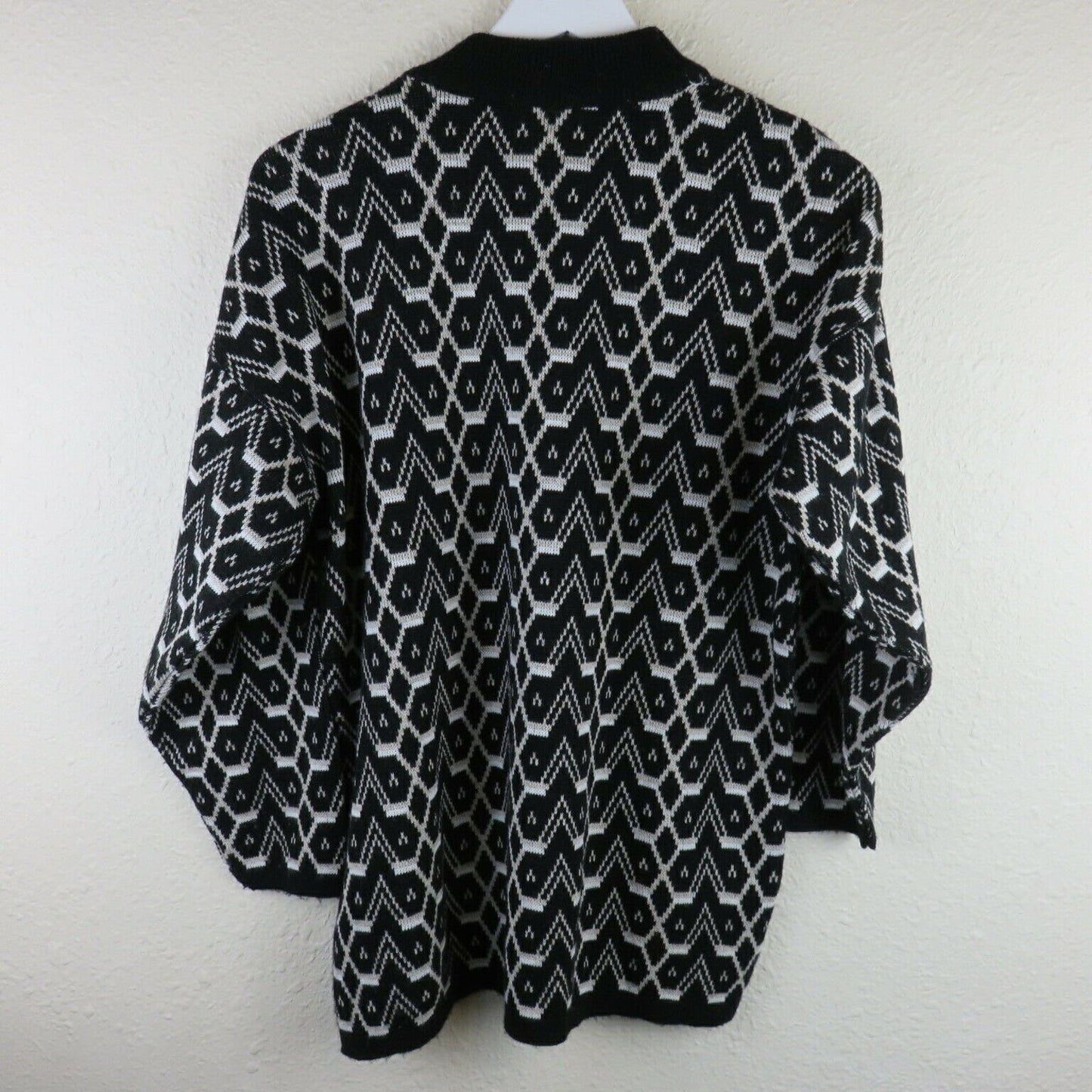 Y2K Oversized Geometric Pattern Mock Neck Sweater - Women's Size Large