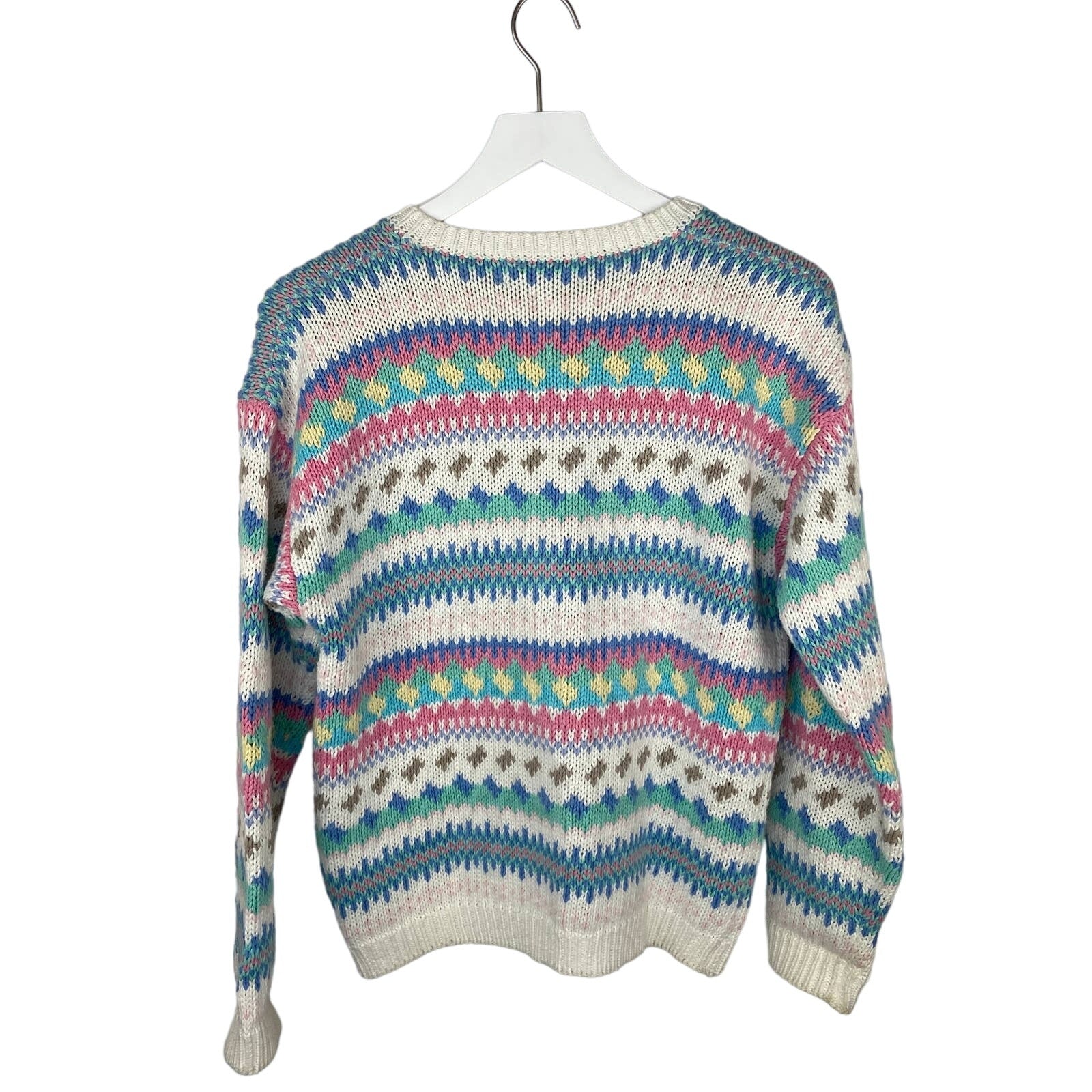 Vintage Stripe Pattern Knit Granny Cardigan - Women's Size S