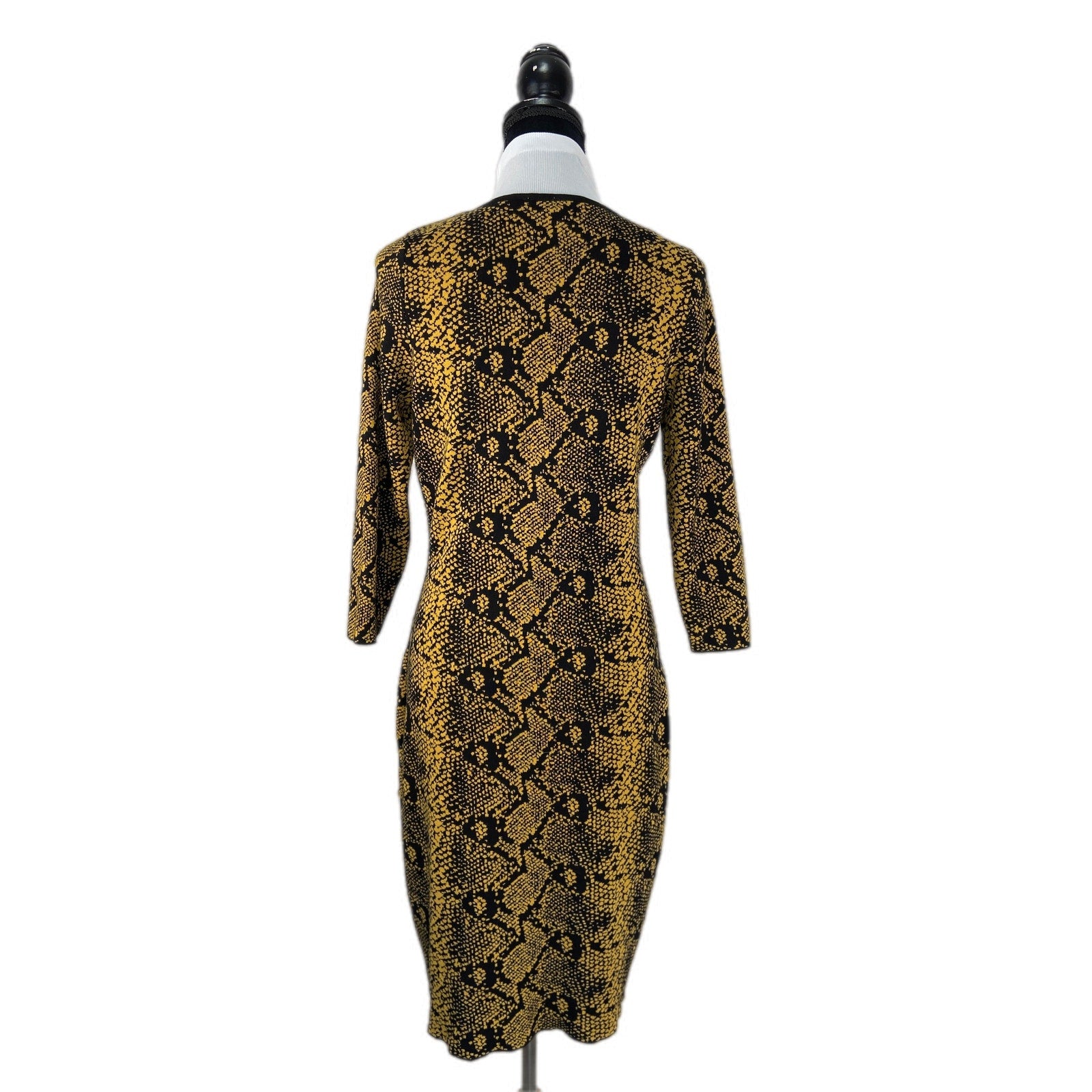 Nanette Lepore Black Yellow Snakeskin Print Bodycon Dress - Women's Size L