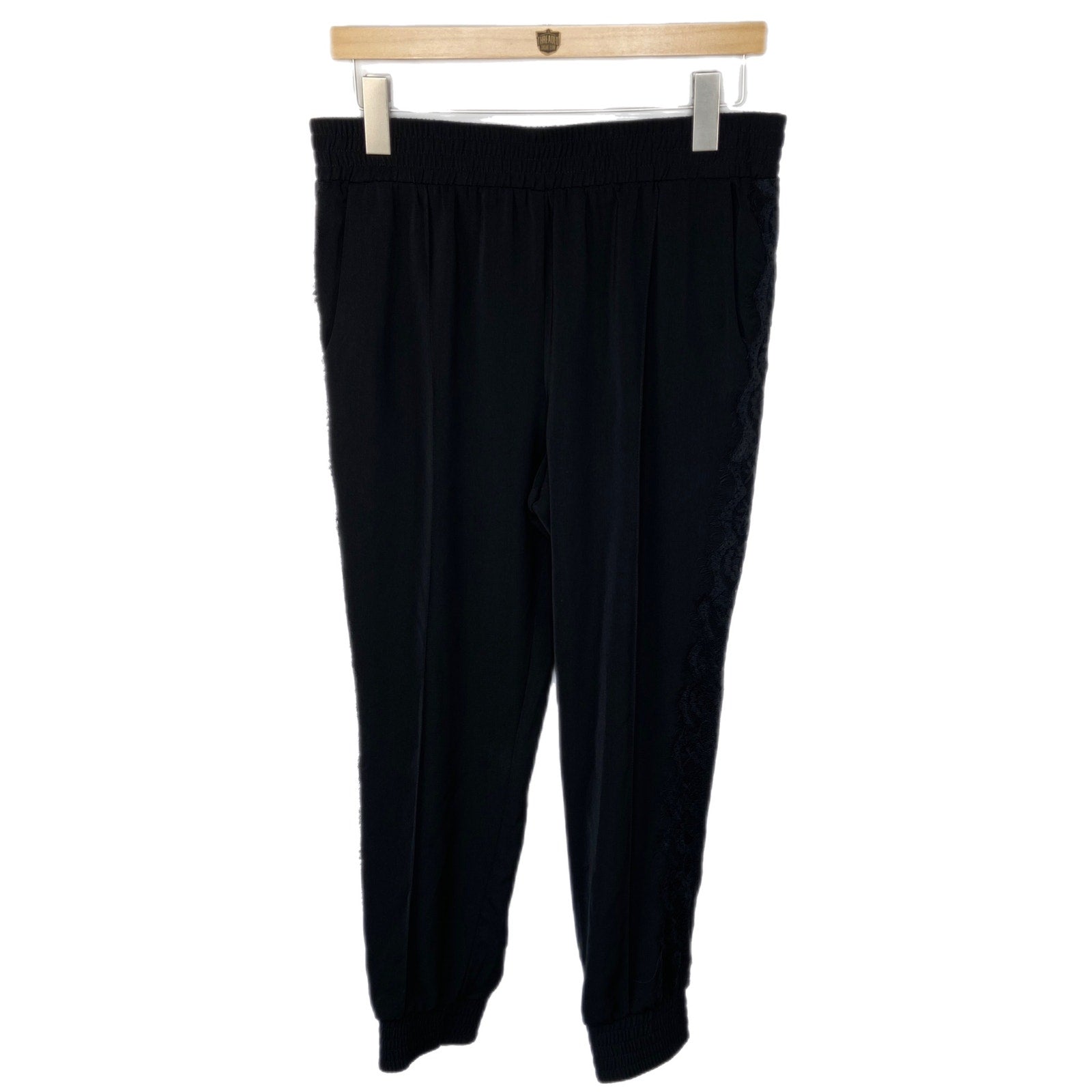 WAYF Black Lace Detail Joggers - Women's Size M