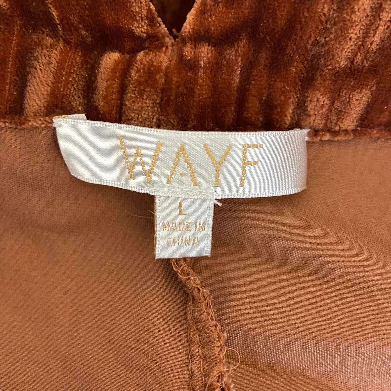 Wayf Dark Gold Crushed Velvet Wide Leg Pants - Women's Size L