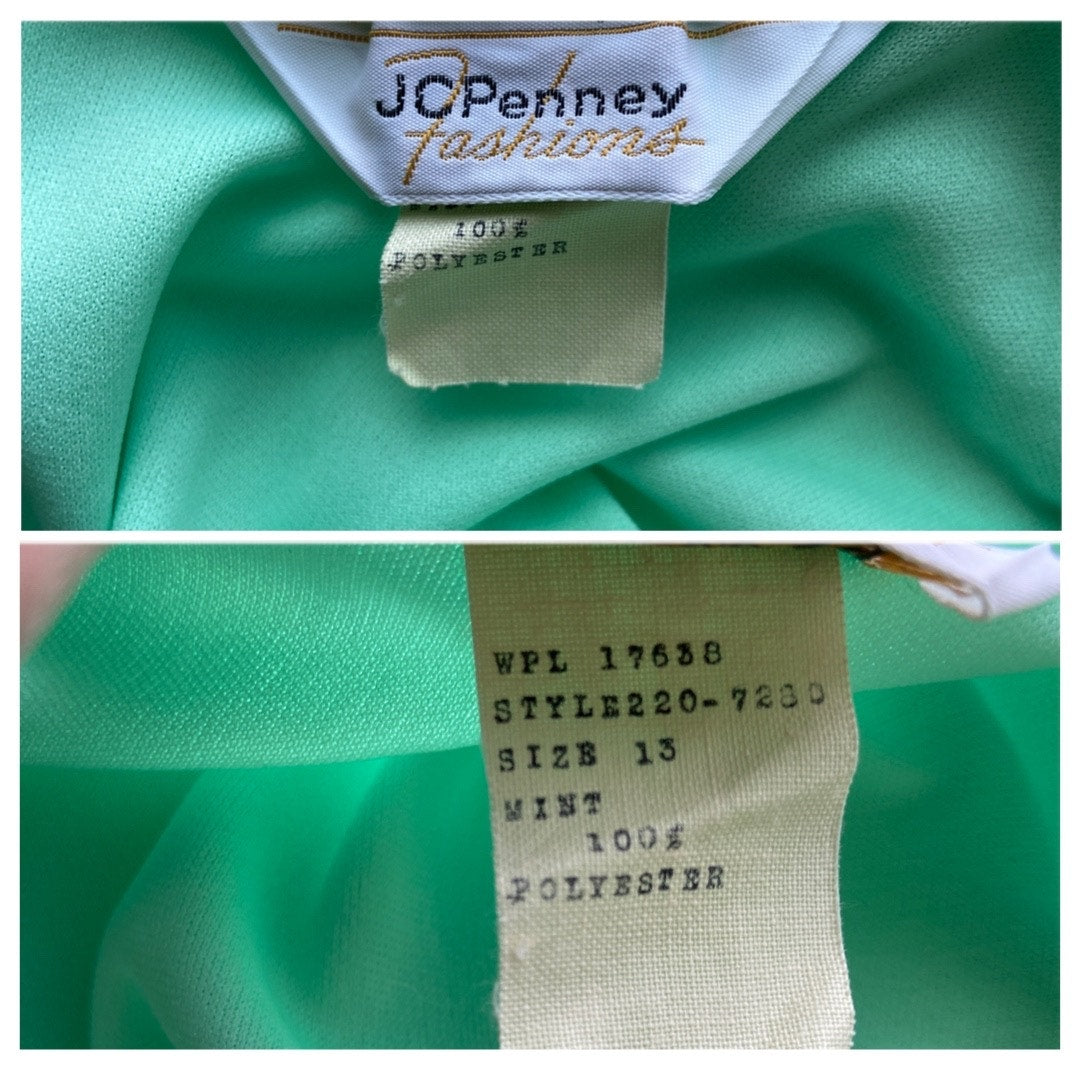 Vintage 60's Mint Green Dress - Women's Size 13