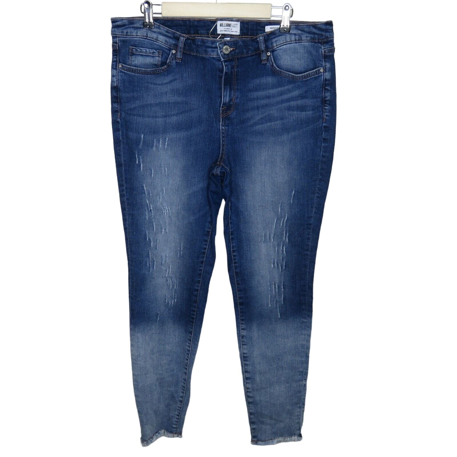 William Rast Perfect Skinny Distressed Fringe Hem Jeans - Junior's Size 32