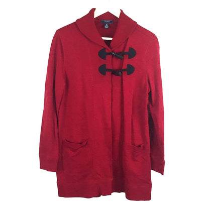 Chaps Holiday Red Cardigan Duster Toggle Closures - Women's M