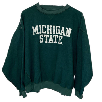 Vintage Well Worn Reverse Print Michigan State Crewneck Sweatshirt - Men's XL