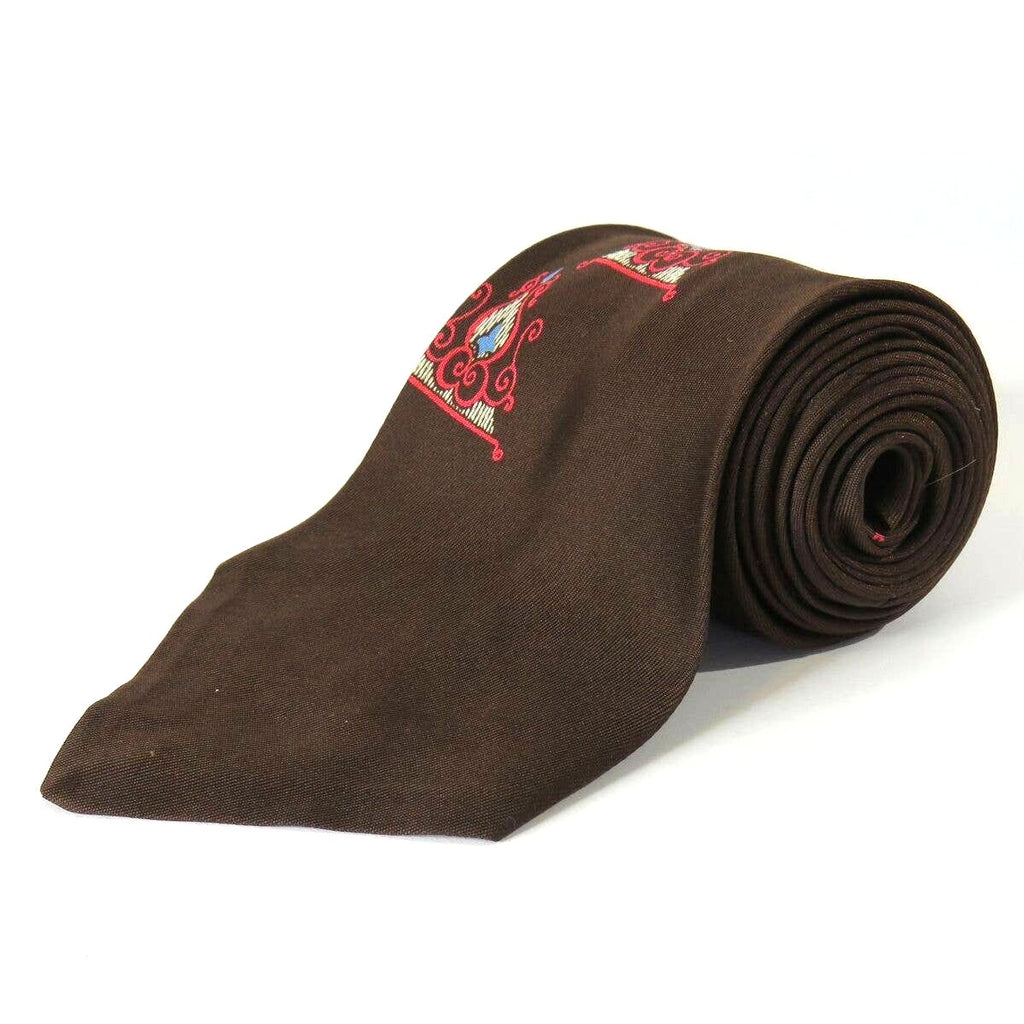 Vintage Retro Brown Patterned Men's Tie