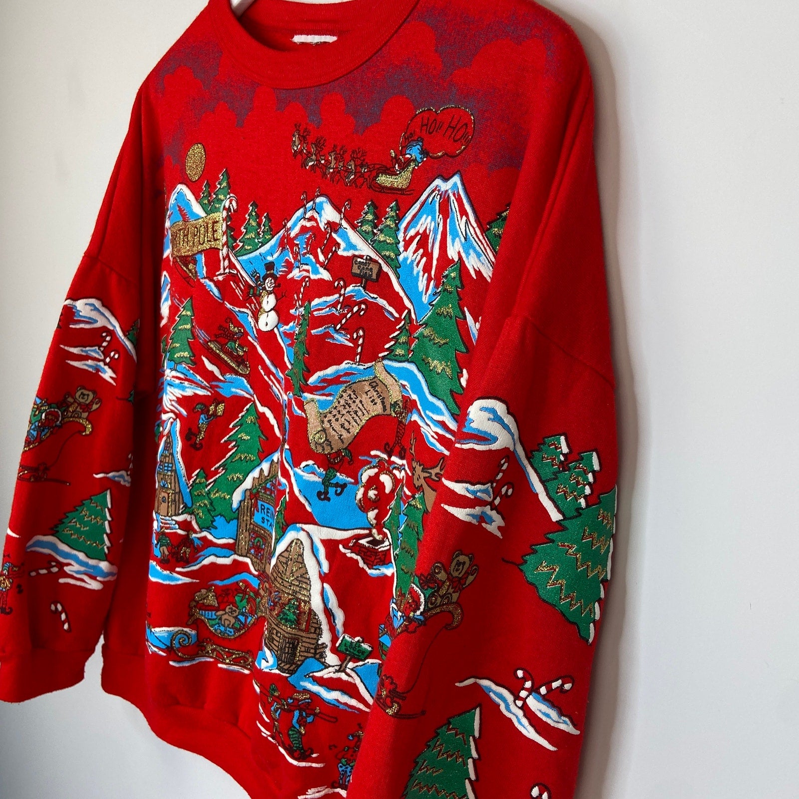 Vintage Puffy Paint North Pole Santa's Workshop Crewneck Sweatshirt - Women's S