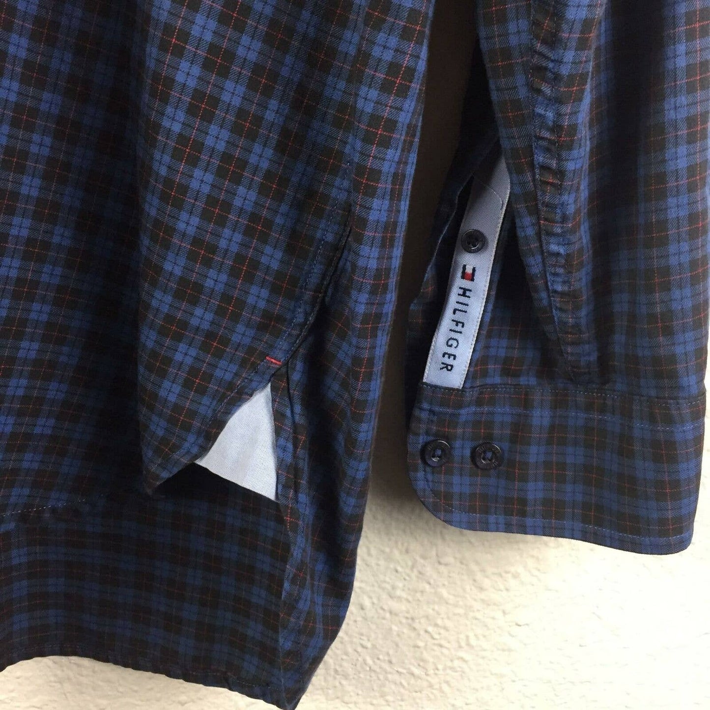 Tommy Hilfiger Blue Plaid Button Front Long Sleeve Shirt - Men's L