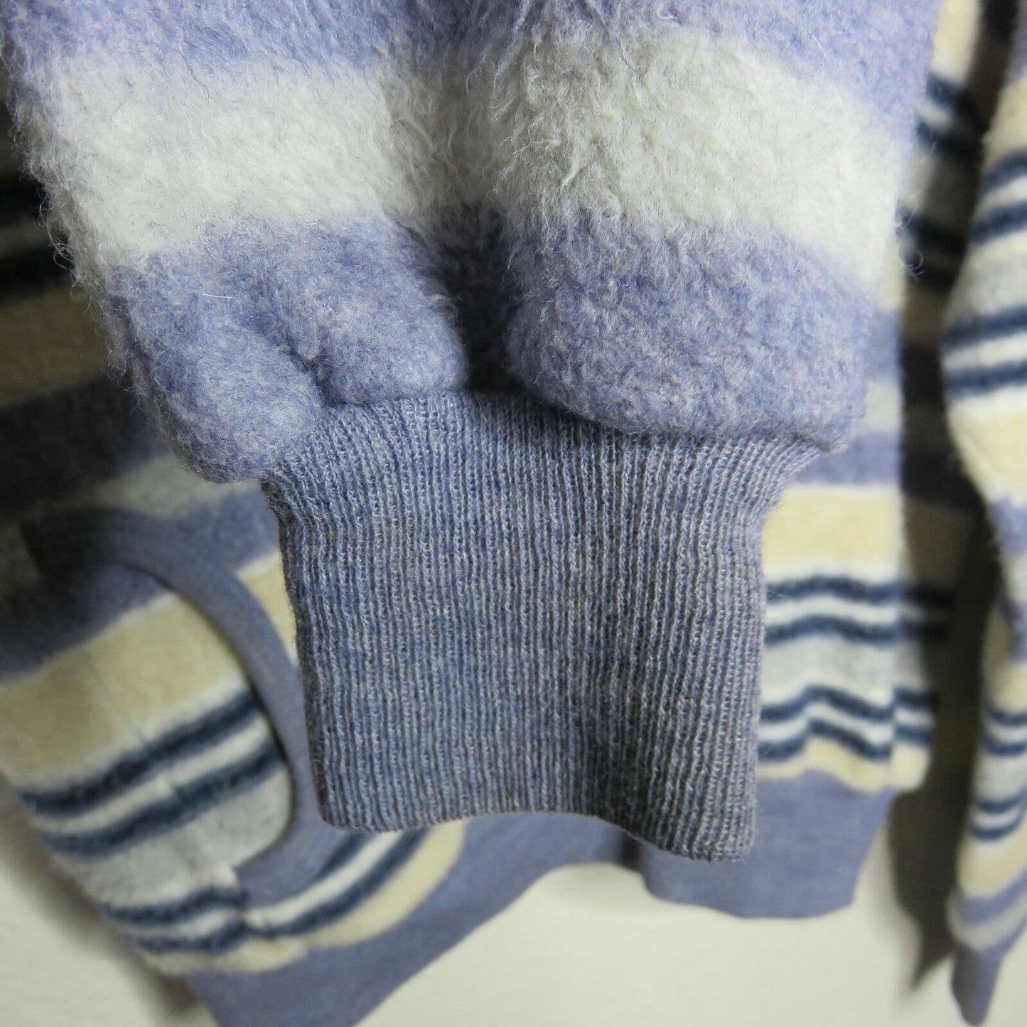 Vintage Fuzzy Striped 1/4 Zip Fleece Made in USA - Women's M