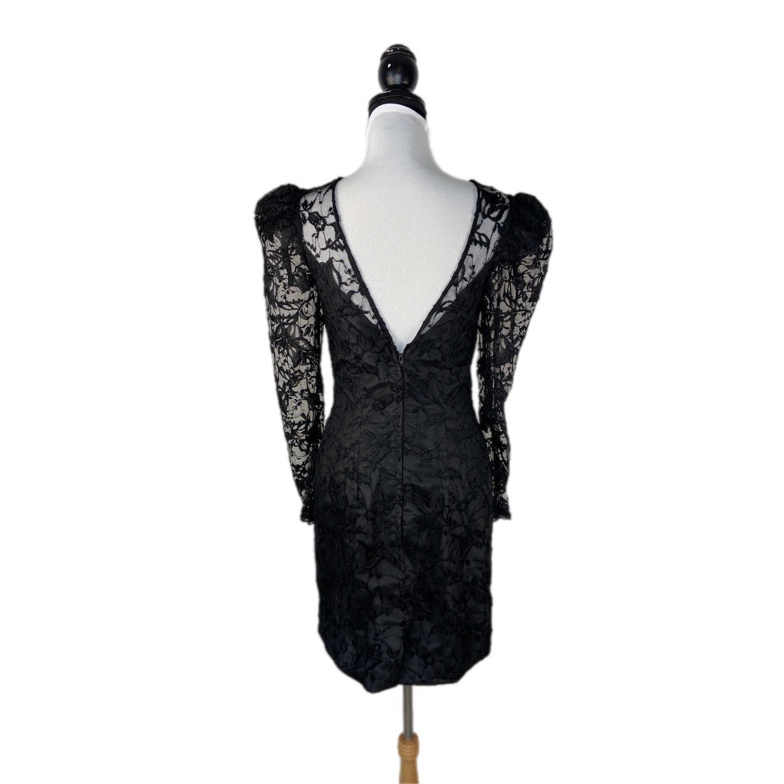 American Vintage Black Lace Formal Prom Mob Wife Sheath Dress - Women's Size 8