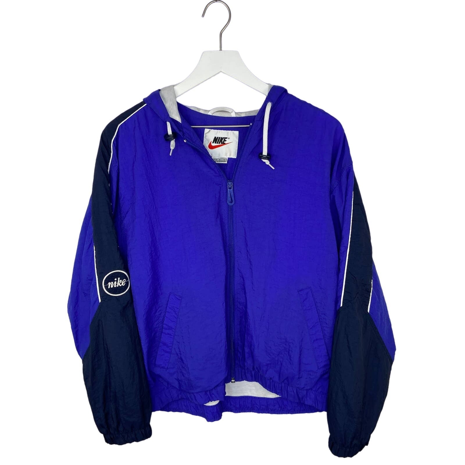 Vintage 90's Nike Lined Nylon Full Zip Hooded Windbreaker Jacket - Women's M