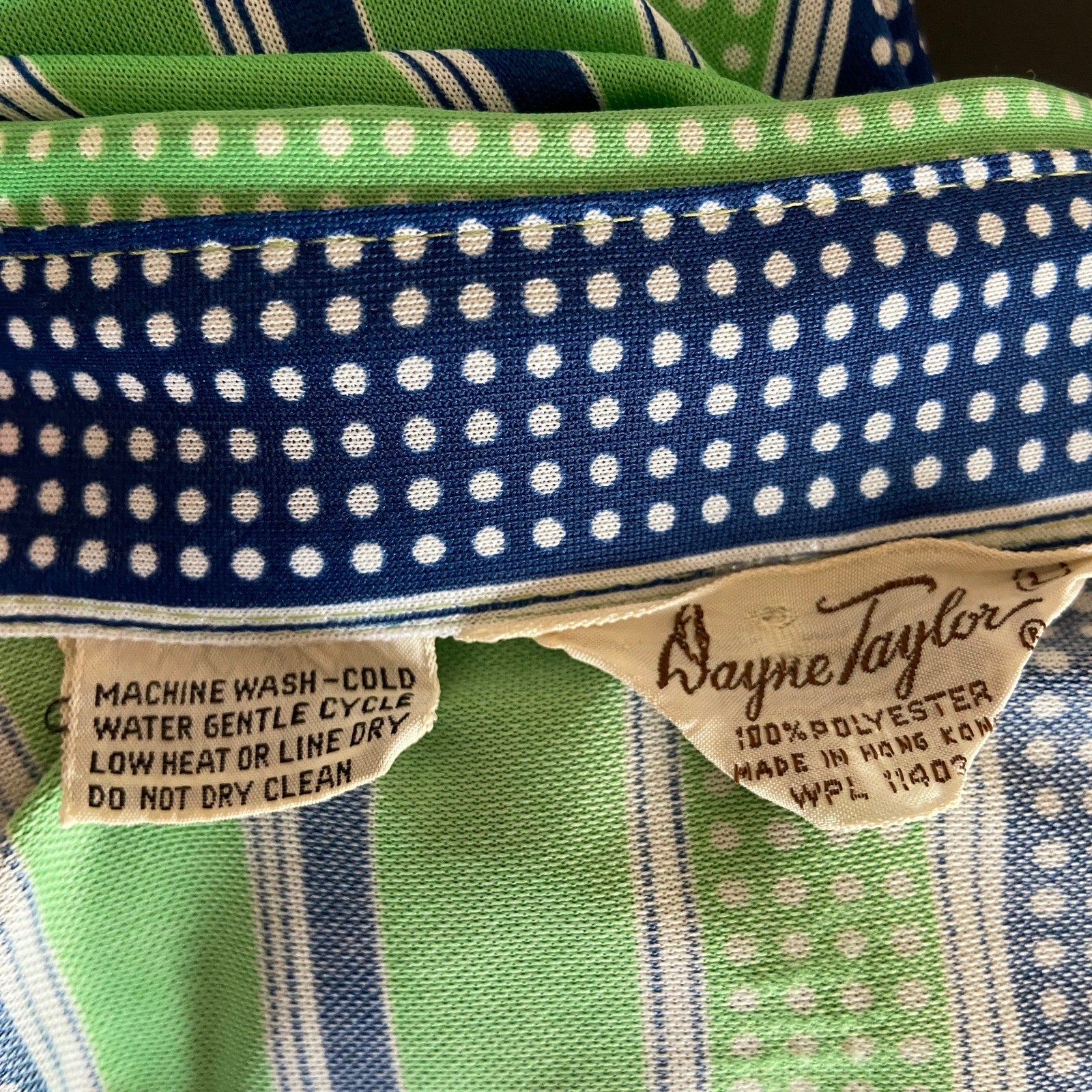 Vintage Wayne Taylor 70's Green Striped Button Up Shirt - Women's Size L