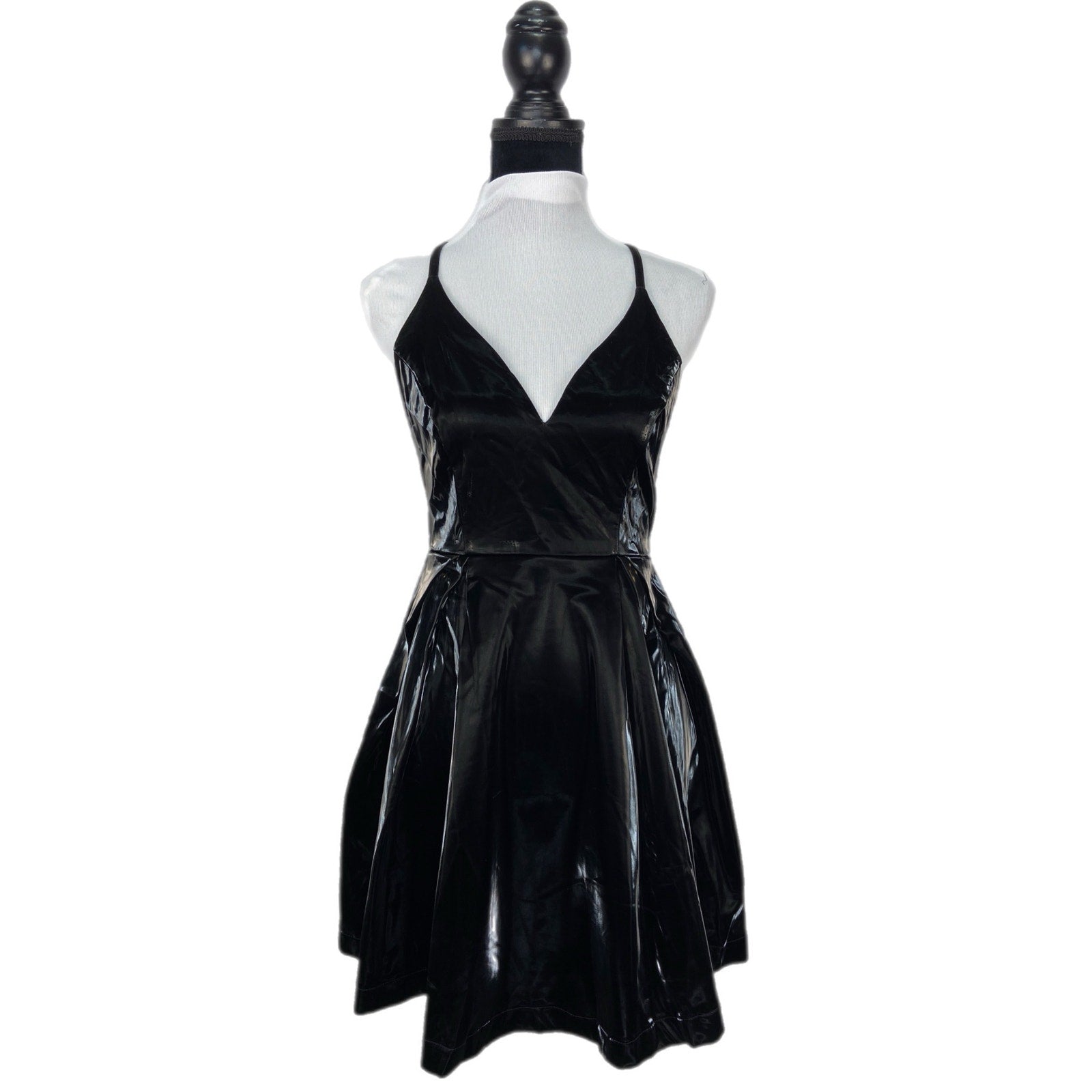 Fashion Nova Bending the Rules Black PU Leather Mini Dress - Women's Size S
