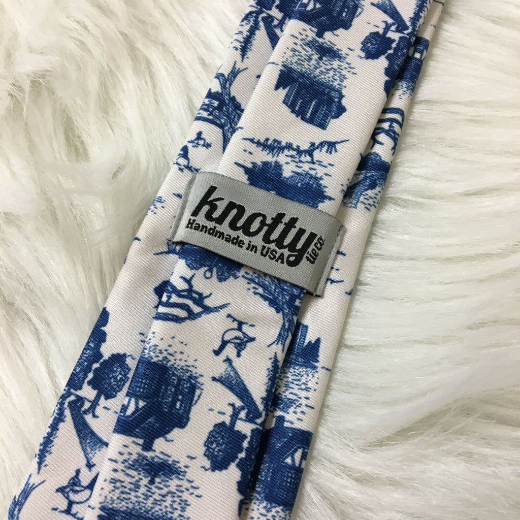 Knotty Tie Co Blue Farm Print Handmade in USA Men's Tie