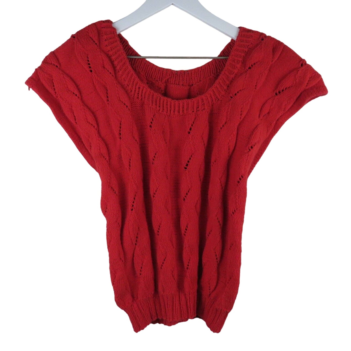 Vintage Retro Elegance Red Off Shoulder Sleeveless Sweater - Women's Size M