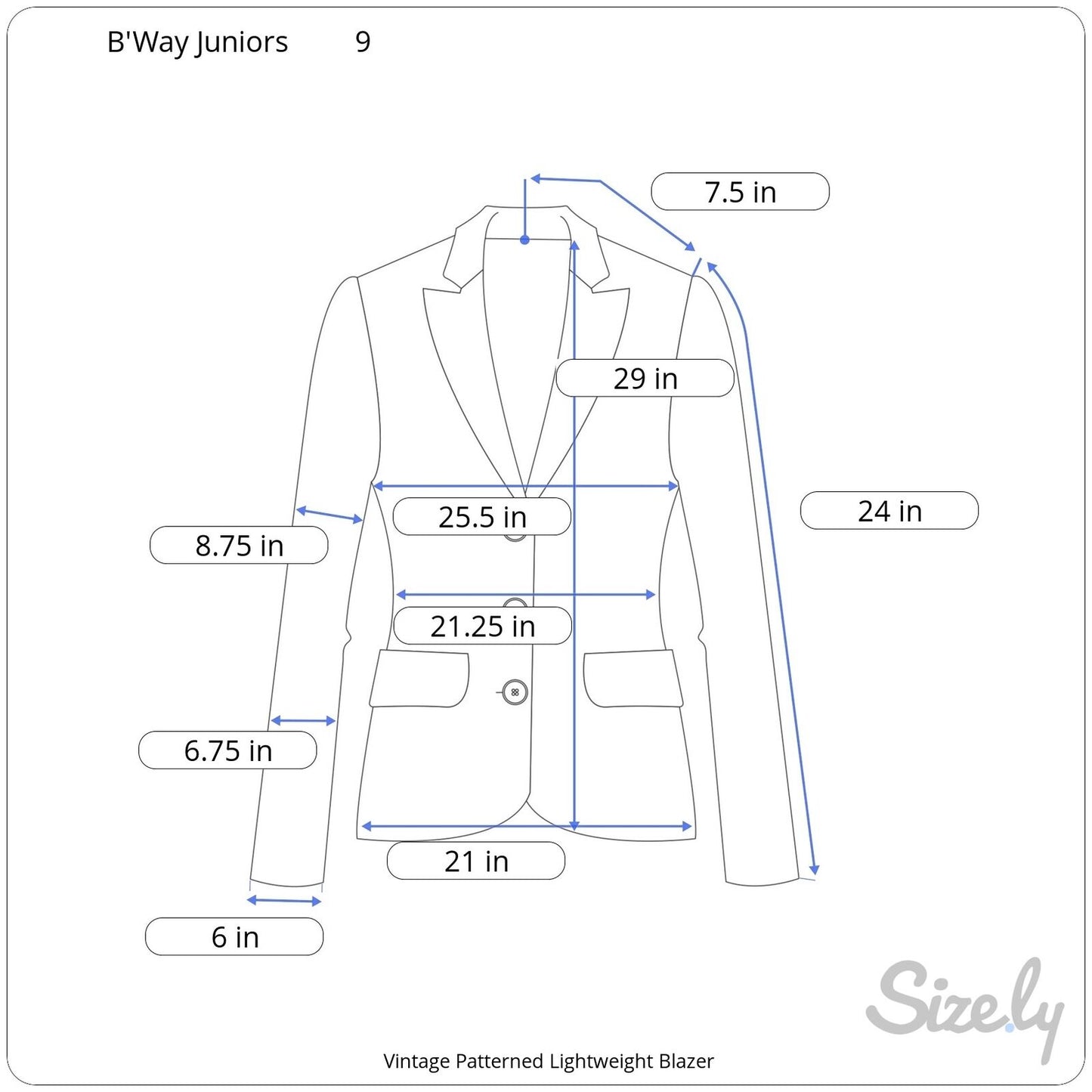 Vintage Black Patterned Lightweight Blazer - Junior's 9