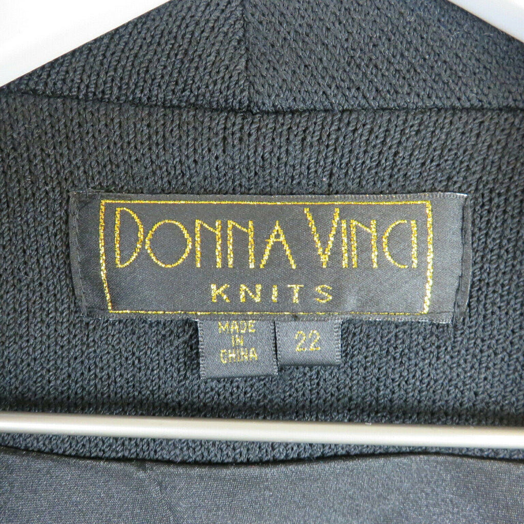Donna Vinci Black Wool Blend Jeweled Drape Cardigan - Women's Size 22