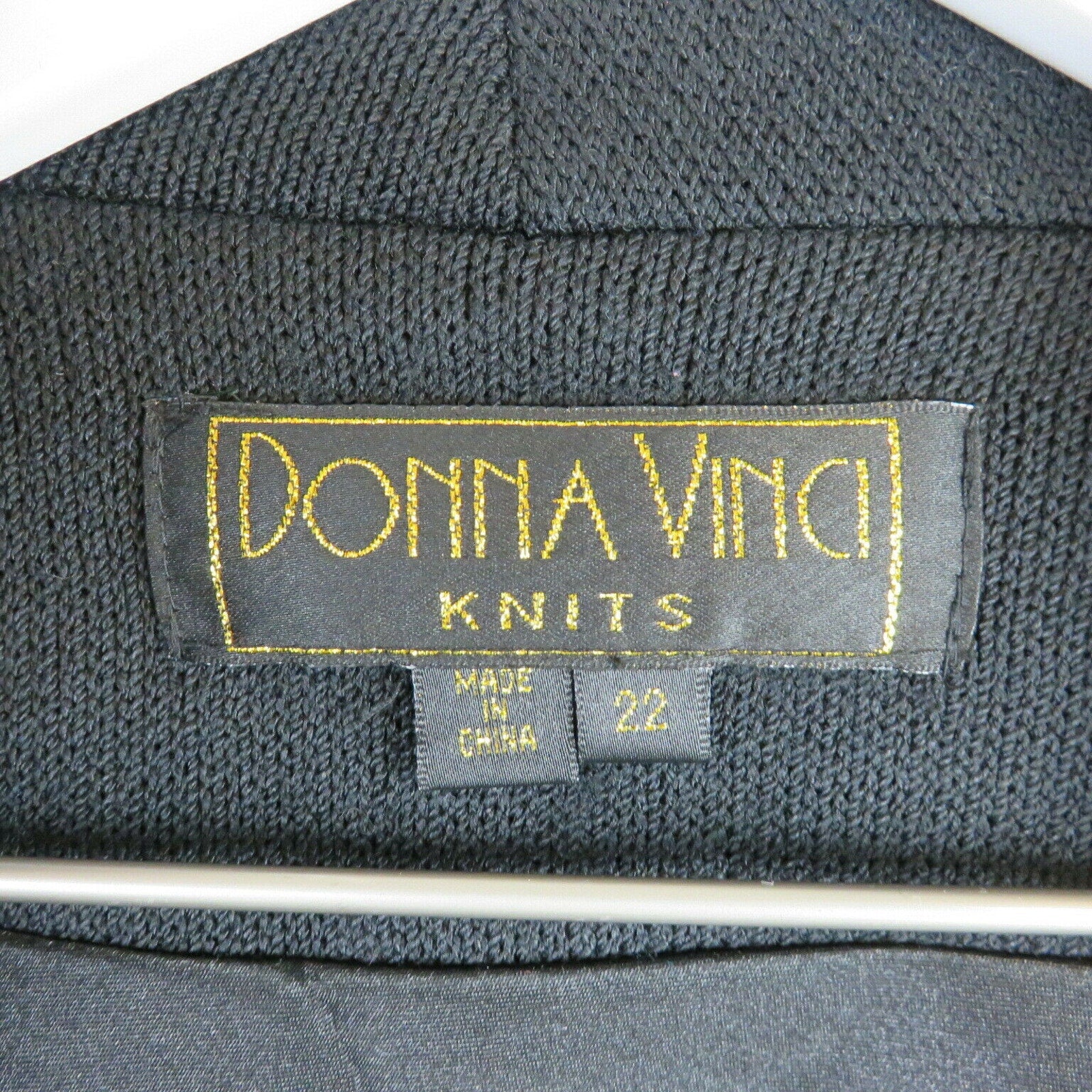 Donna Vinci Black Wool Blend Jeweled Drape Cardigan - Women's Size 22