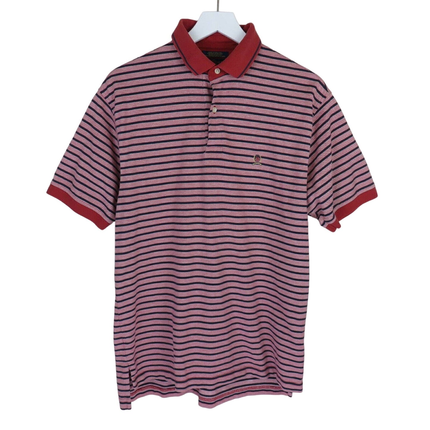 Vintage 90's Tommy Hilfiger Red Striped Polo - Men's M