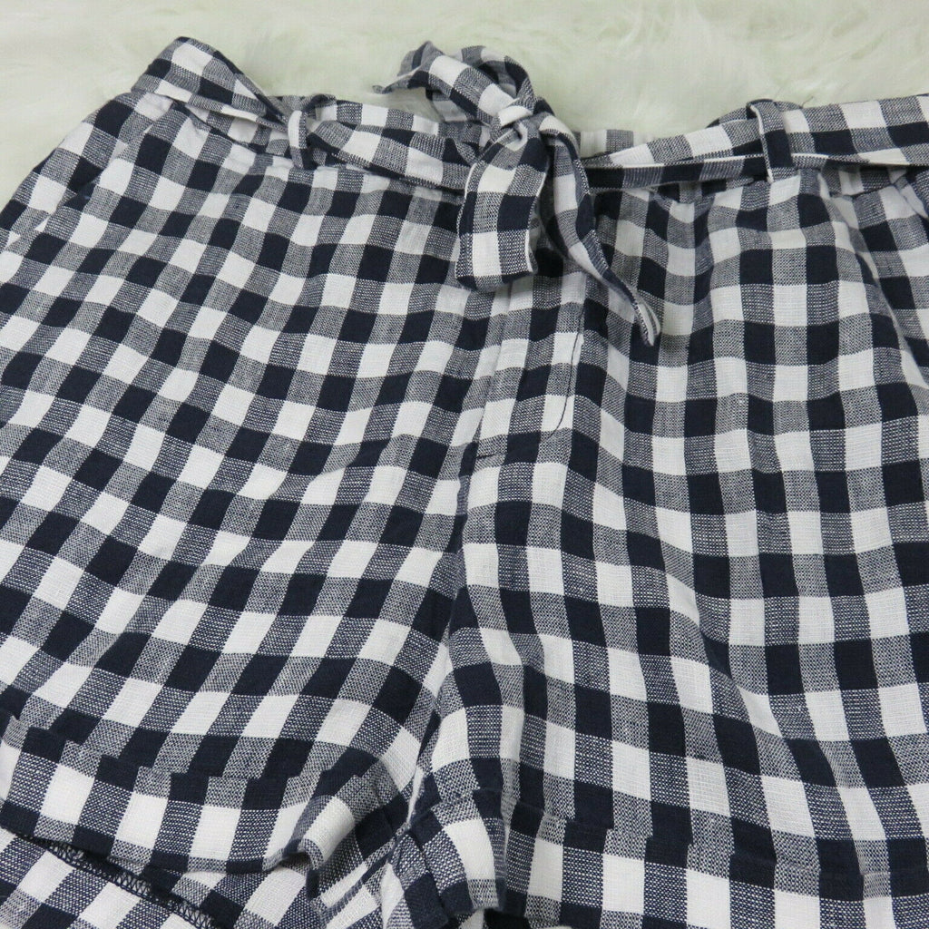Navy Gingham Linen Shorts - Women's Size 12