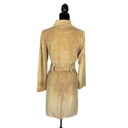 Y2K Inspired Tan Corduroy Long Tie Waist Jacket - Women's Size M