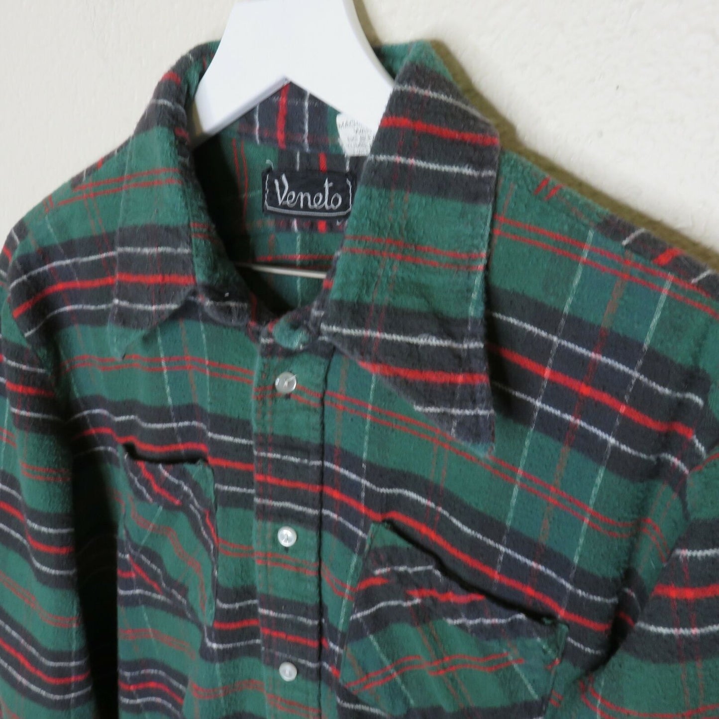 Vintage Green Plaid Cotton Flannel Shirt - Men's XL