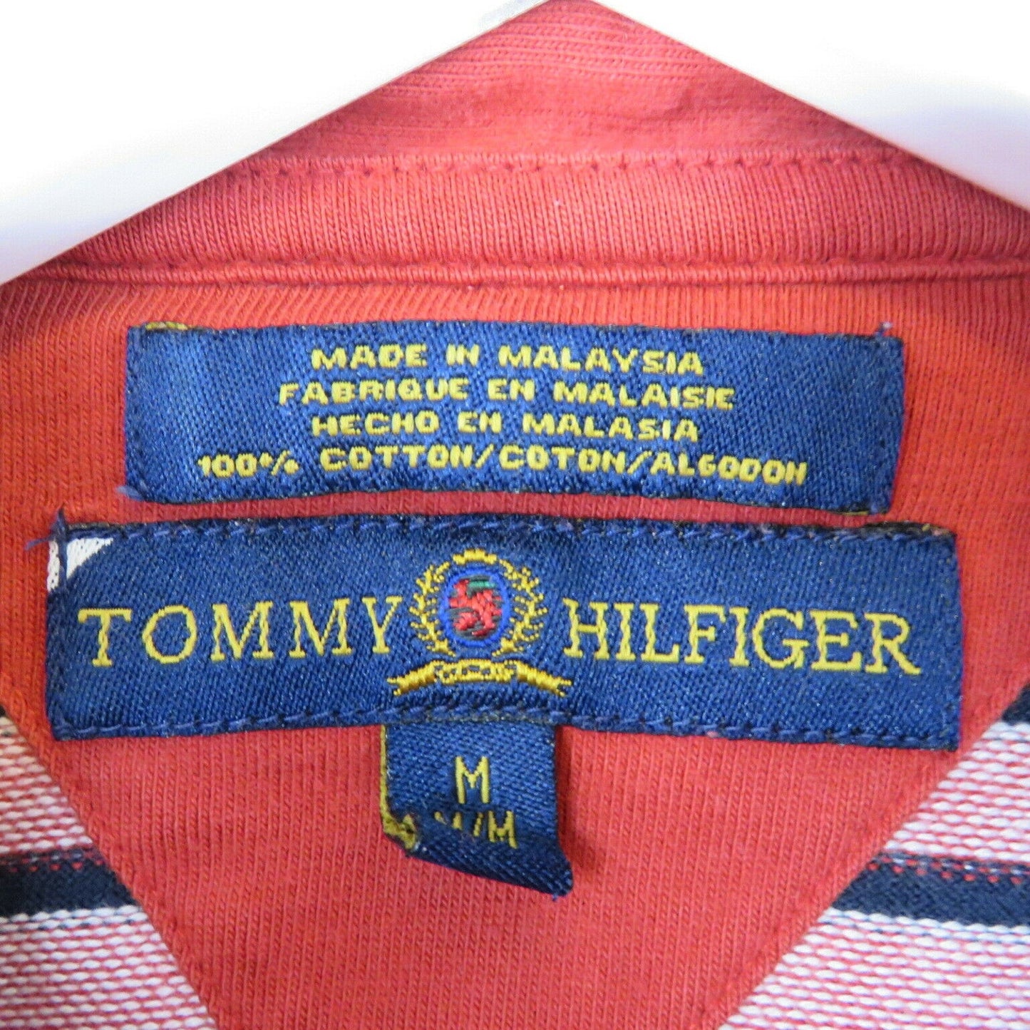 Vintage 90's Tommy Hilfiger Red Striped Polo - Men's M