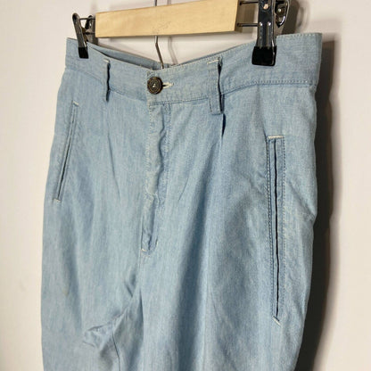 Vintage Liz Wear Cotton Front Pleat High Waist Light Blue Pants - Women's 12