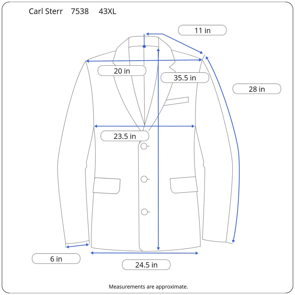 Carl Sterr Blue Pinstripe Wide Peak Collar Double Breasted Jacket - Men's 43XL
