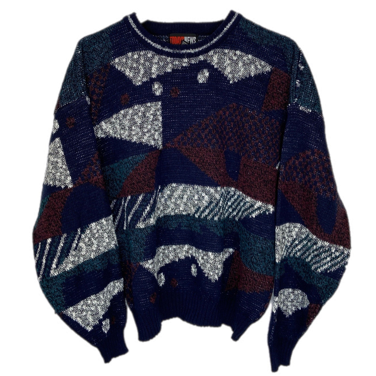 Vintage Grandpa Geo Pattern Crewneck Pullover Sweater - Men's Size XL