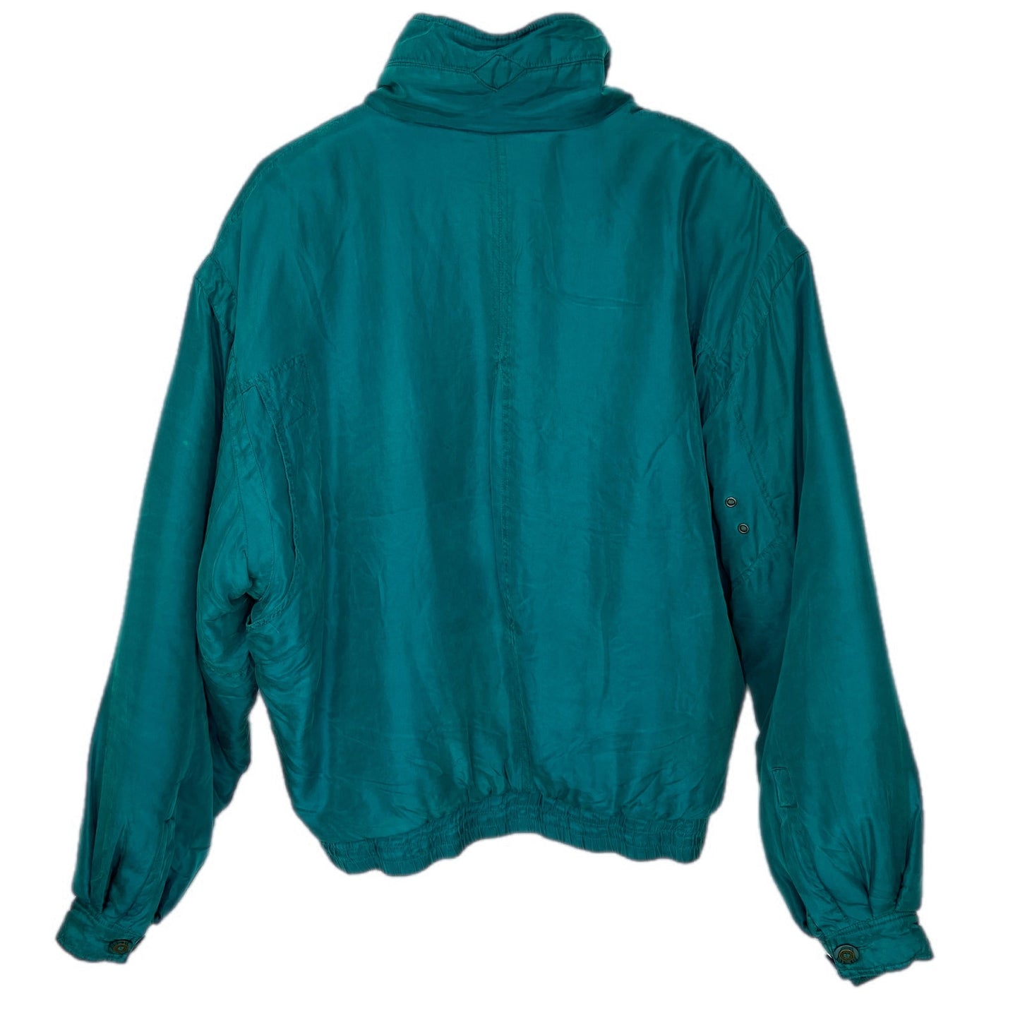 Vintage Y2K Teal Silk Oversized Bomber Jacket - Women's Size XL