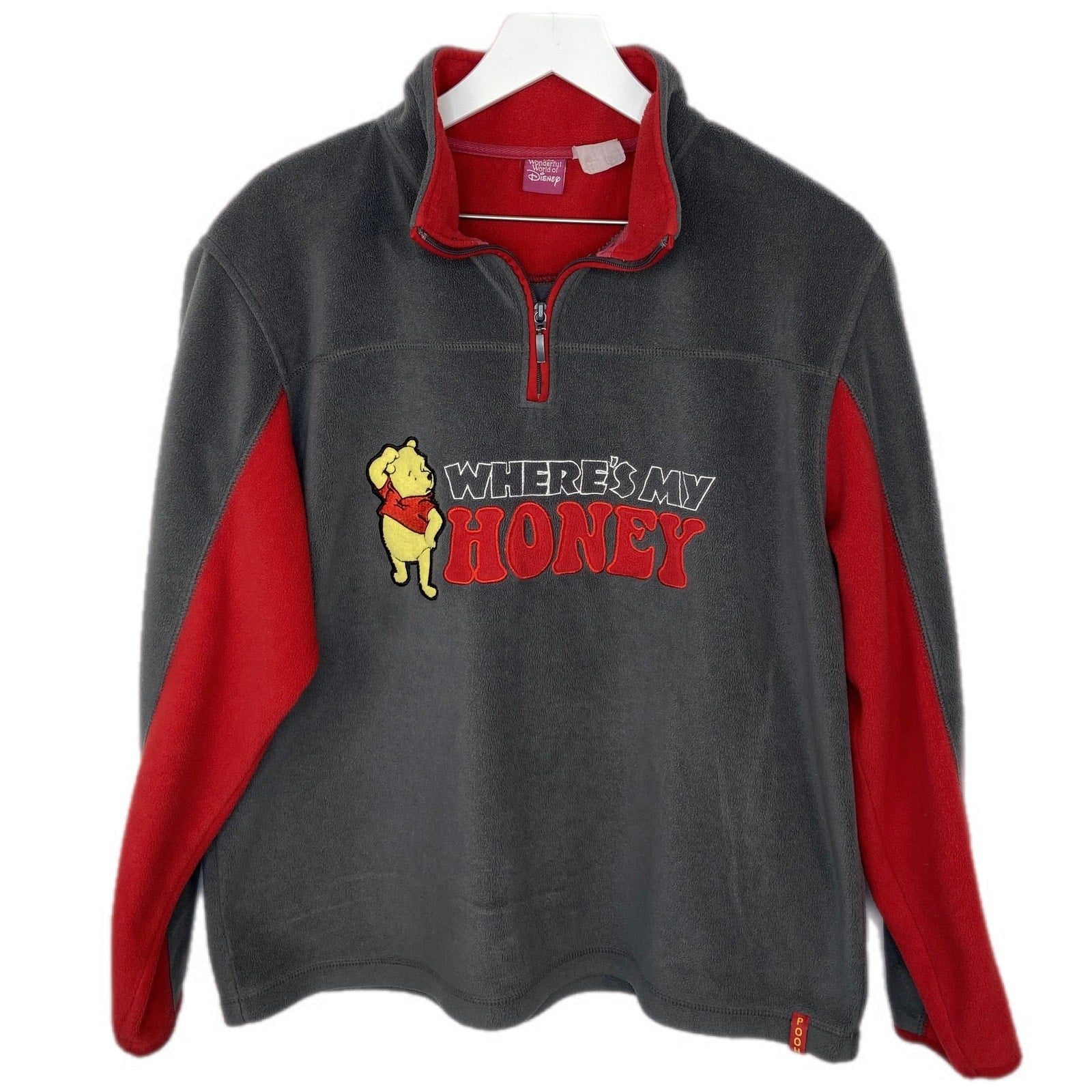 Disney Winnie the Pooh Where's My Honey 1/4 Zip Fleece Pullover - Women's Size L