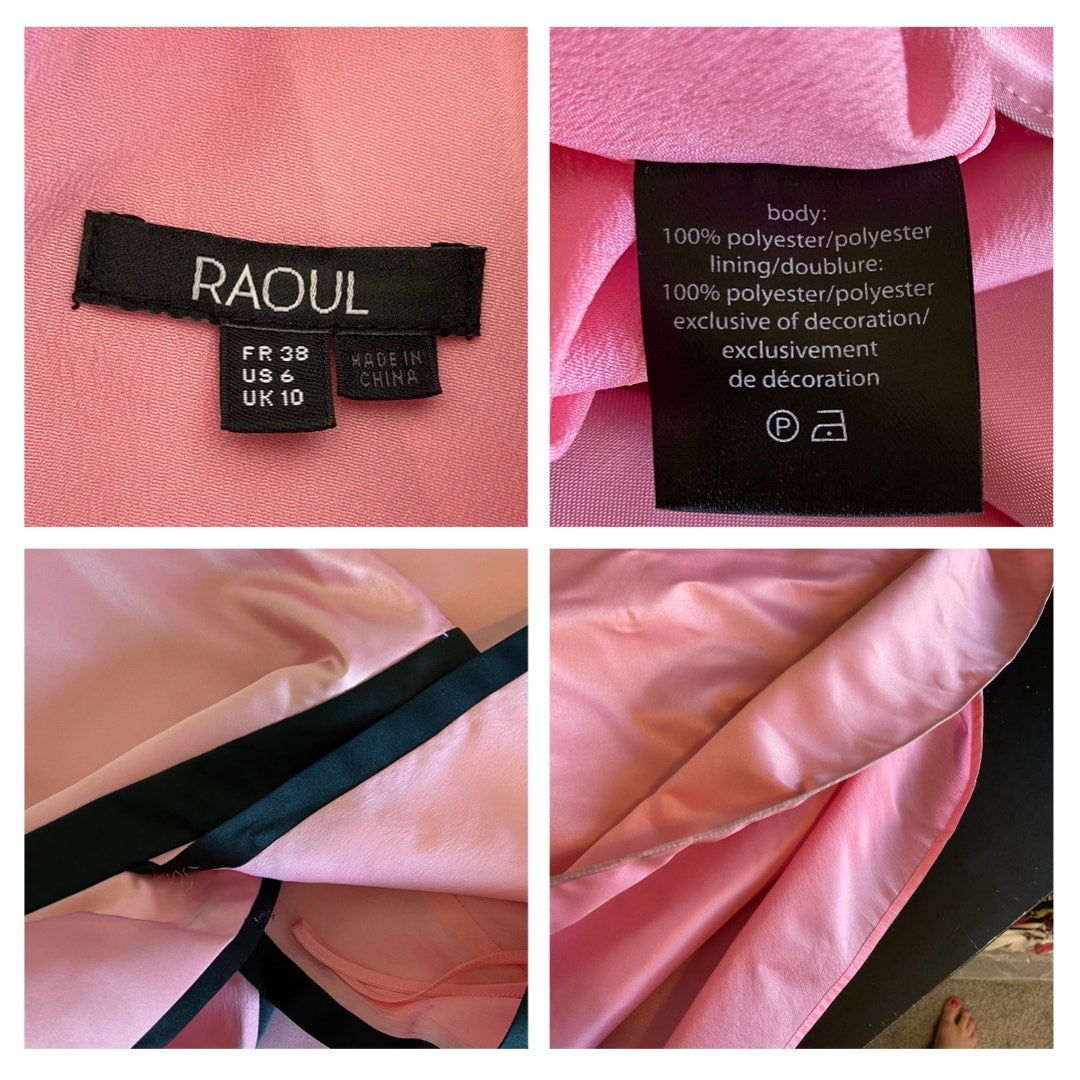 Pink and Black Barbiecore Pink Satin Long Formal Prom Dress - Women's Size 6