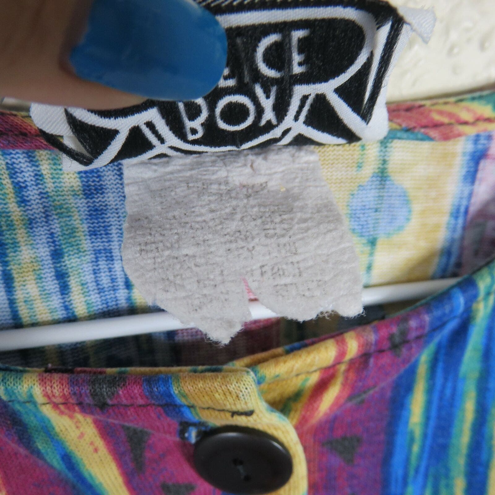 Vintage Abstract Print Multi Color Button Up Shirt - Women's M