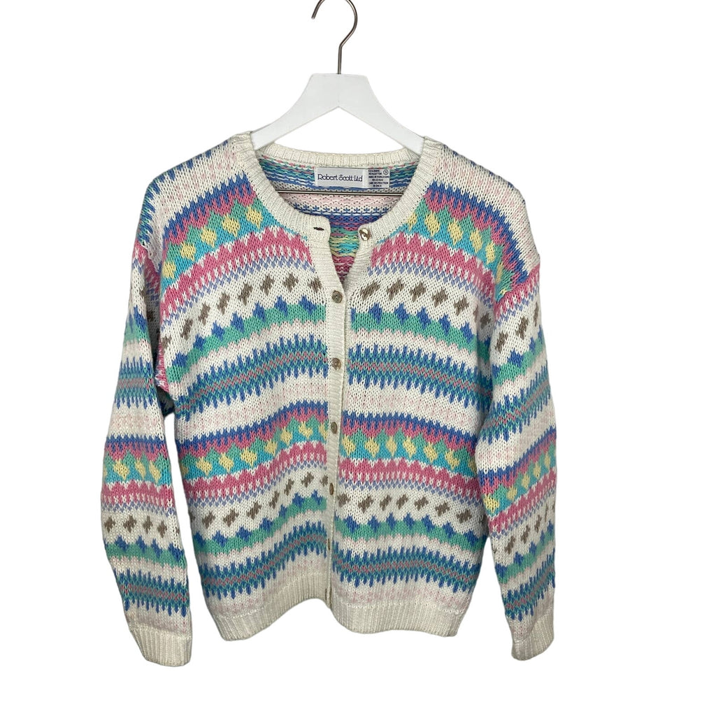 Vintage Stripe Pattern Knit Granny Cardigan - Women's Size S
