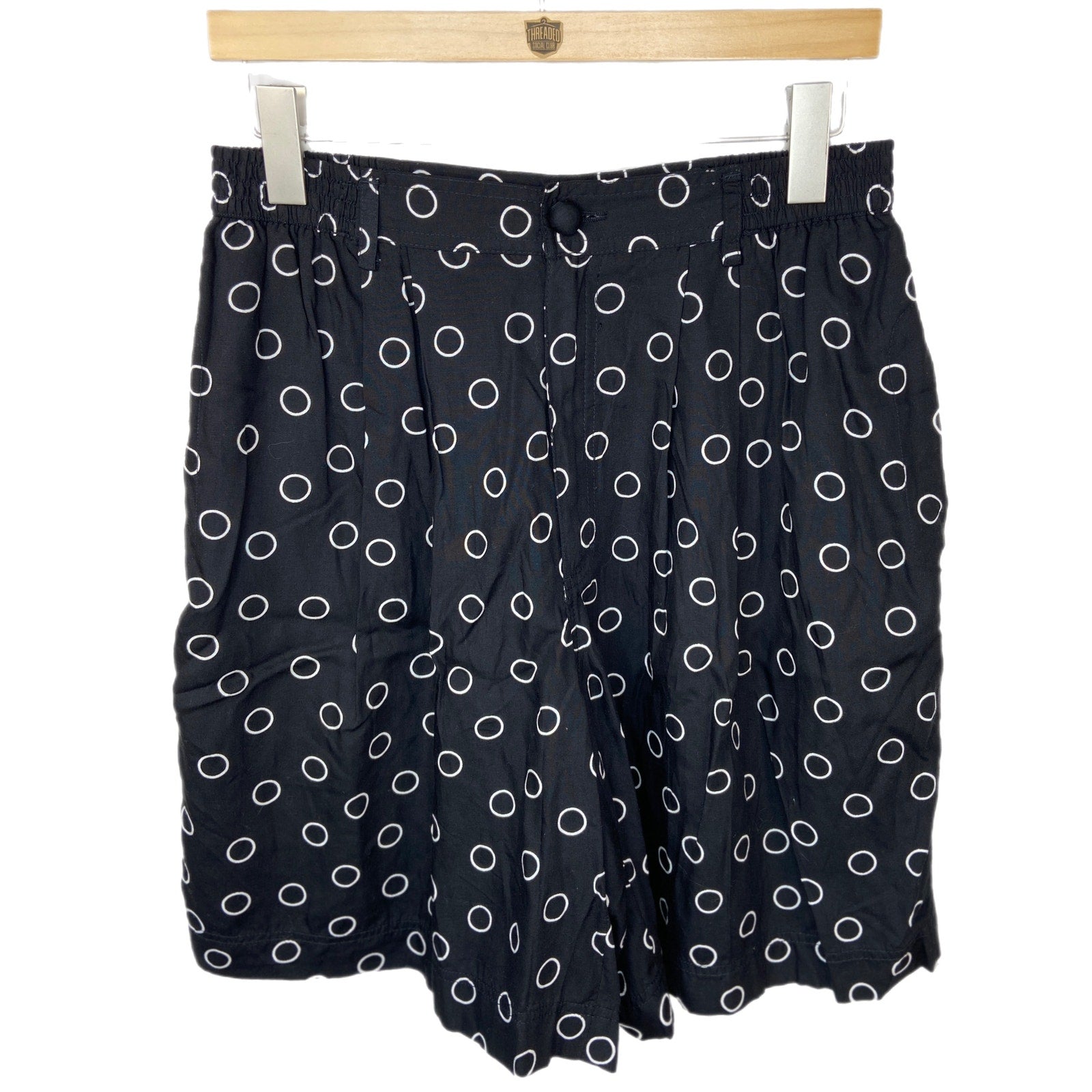 Vintage Circle Print Black Culottes Shorts - Women's Size 12