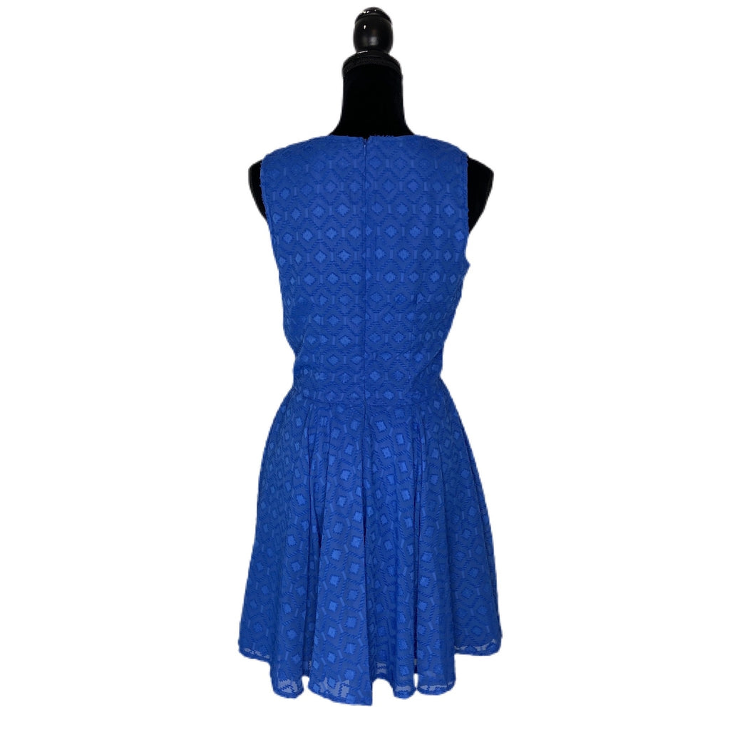 Maison Jules Sapphire Blue Textured Patterned Skater Dress - Women's Size M