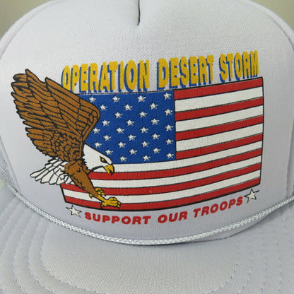 Vintage Operation Desert Storm Patriotic Flag Trucker Snapback Hat